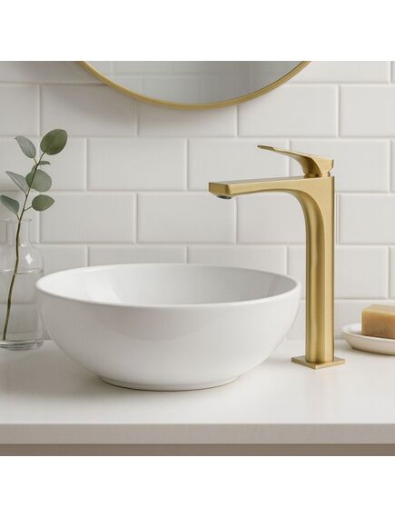 Rea Sanitary Bateria Umywalkowa REA Joe Złota Szczotkowana Wysoka, изображение 5