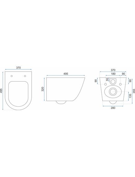 REA  Подвесной унитаз  Carlo Mini Rimless Flat Black Черный матовый, изображение 3