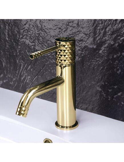 Rea Sanitary Bateria umywalkowa Rea Lungo Diamond Złota Niska, изображение 2