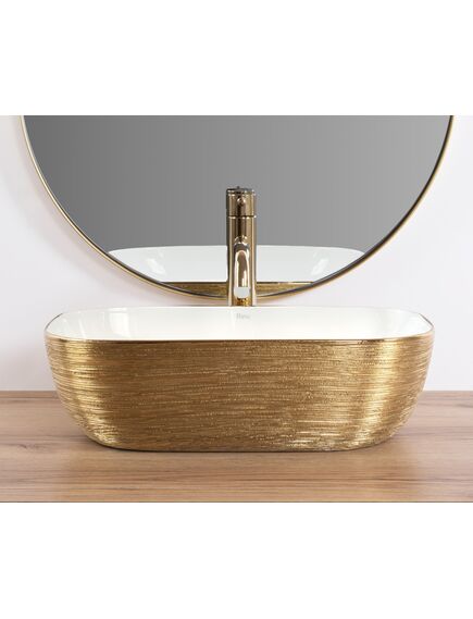 Rea Sanitary Umywalka nablatowa Rea Belinda White GOLD BRUSH, 2 image