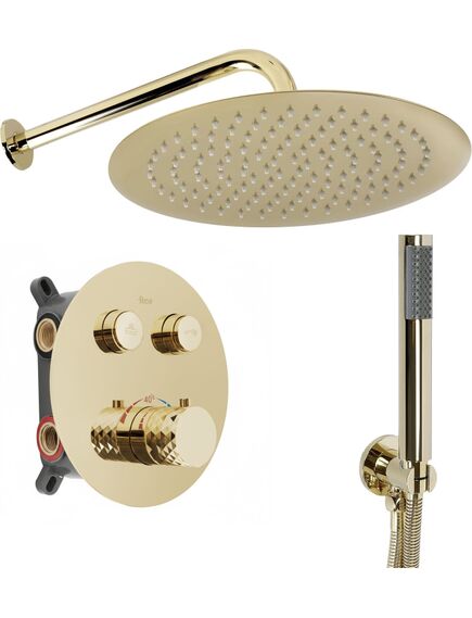 Rea Sanitary Zestaw natryskowy podtynkowy z termostatem Rea Lungo Diamond Złoty+ BOX