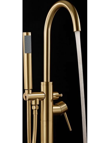 Rea Sanitary Bateria wannowa podłogowa Rea Lungo złota szczotkowana, 3 image