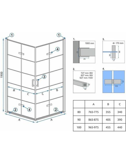 Rea Sanitary Kabina prysznicowa Rea Molier Black Double 100x100, изображение 4