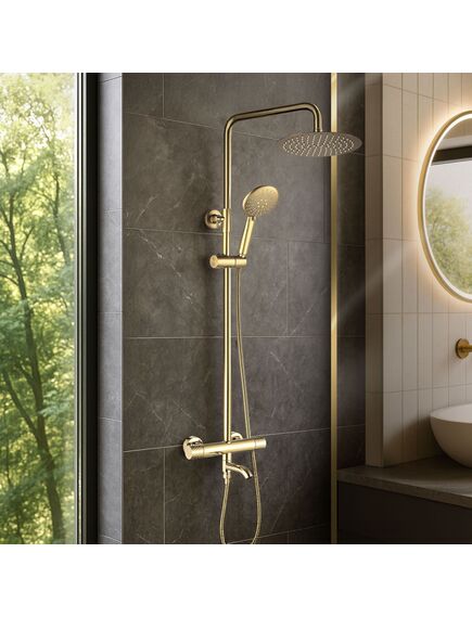 Rea Sanitary Zestaw Prysznicowy Natryskowy Z Termostatem Rea Lungo Diamond Złoty, 4 image