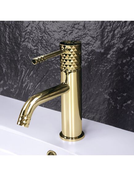 Rea Sanitary Bateria umywalkowa Rea Lungo Diamond Złota Niska, изображение 5