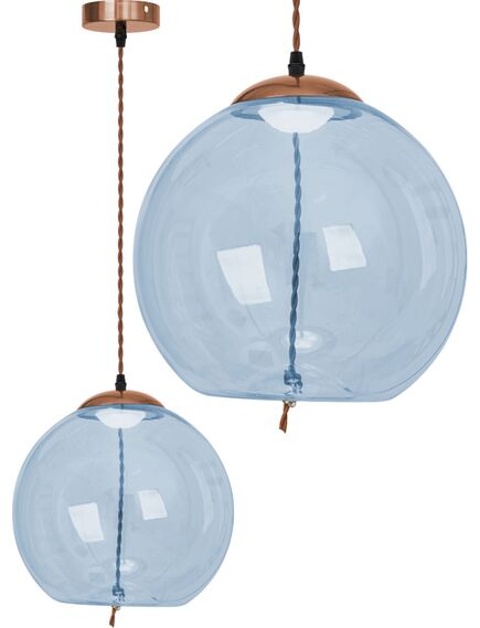 Toolight Lampa LED Sufitowa Wisząca Szklana APP445-CP Niebieska