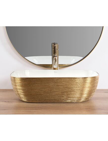 Rea Sanitary Umywalka nablatowa Rea Belinda White GOLD BRUSH, 5 image