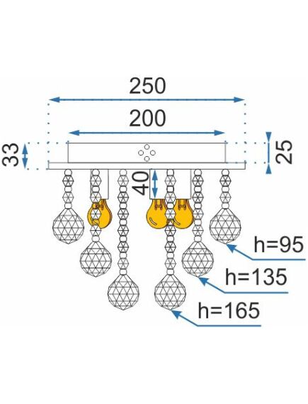 Toolight Lampa Sufitowa Kryształowa Plafon APP404-C, 4 image