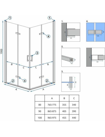 Rea Sanitary Kabina prysznicowa Rea Molier Chrom Double 80x80, изображение 4