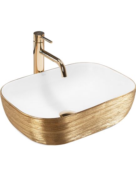 Rea Sanitary Umywalka nablatowa Rea Belinda White GOLD BRUSH