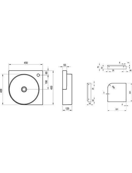 Washbasin Yard 450 C ceramic white matt, изображение 3