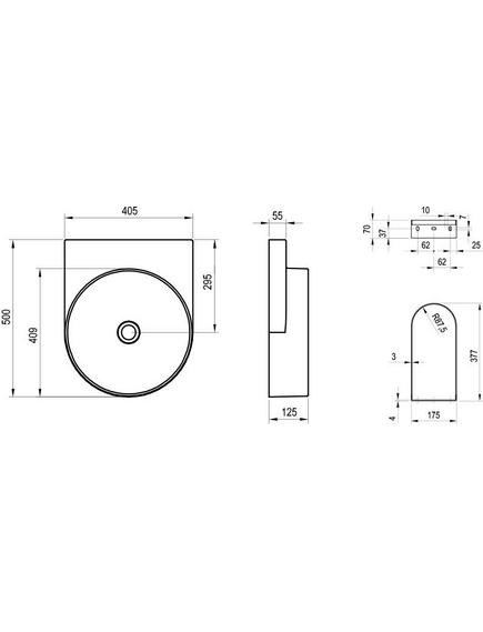 Washbasin Yard 400 ceramic without hole white matt, изображение 3