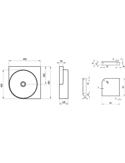 Washbasin Yard 450 C ceramic without hole white matt, изображение 3