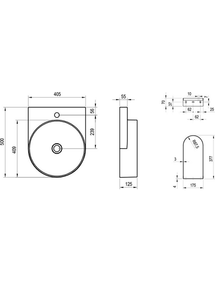 Washbasin Yard 400 ceramic anthracite, изображение 2