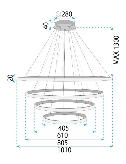 Toolight Lampa wisząca LED LHJ009-CP4 ZŁOTA, 5 image
