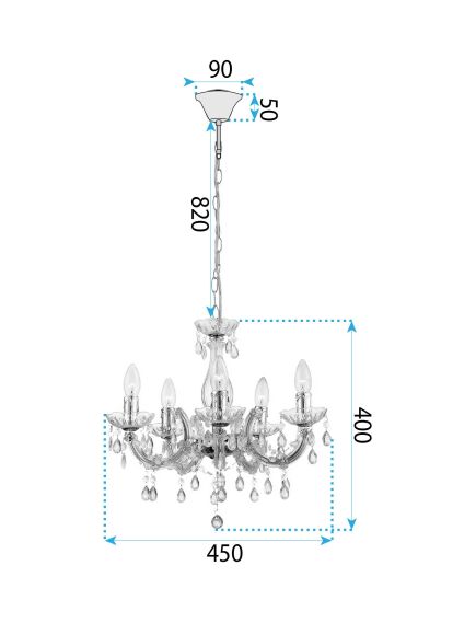 Toolight LAMPA SUFITOWA WISZĄCA EBT001-5CP TRANSPARENT, 6 image