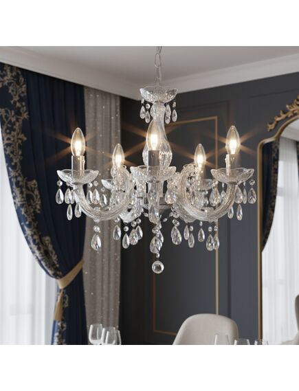 Toolight LAMPA SUFITOWA WISZĄCA EBT001-5CP TRANSPARENT