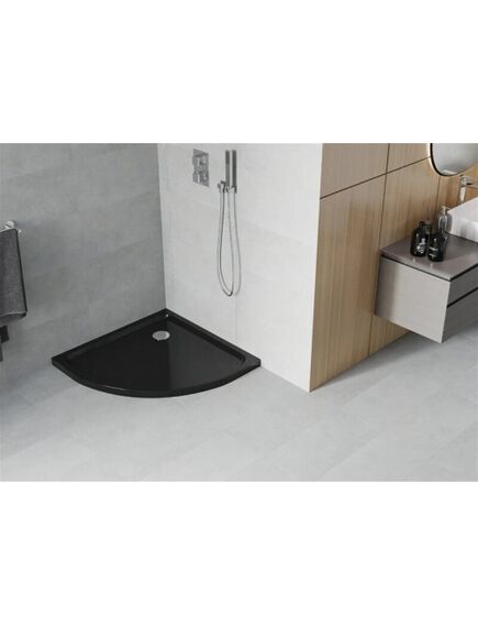Mexen Dušo kabinos padas MEXEN Slim, 80x80x5, pusapvalis, juodas, изображение 2