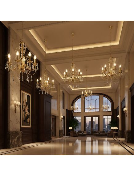 Toolight LAMPA SUFITOWA WISZĄCA EBT009-5CP ZŁOTA, изображение 5