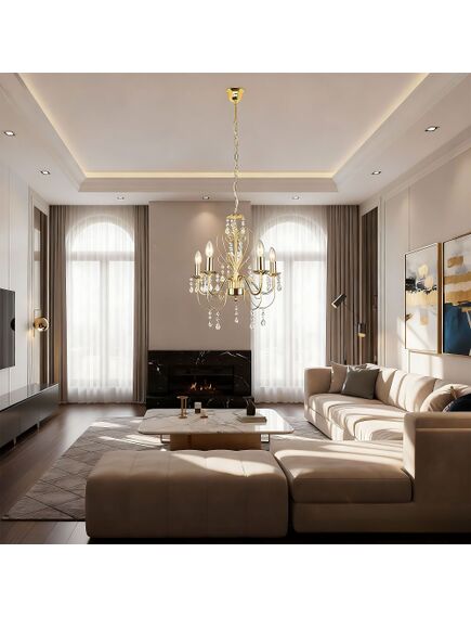 Toolight LAMPA SUFITOWA WISZĄCA EBT009-5CP ZŁOTA, изображение 4