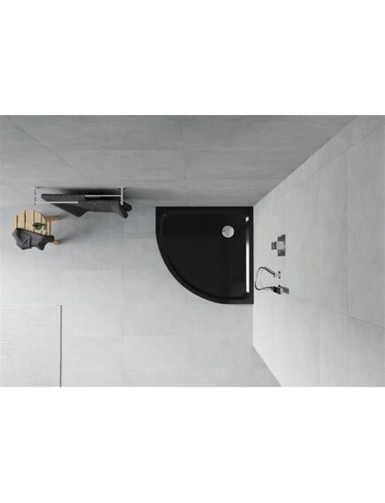 Mexen Dušo kabinos padas MEXEN Slim, 80x80x5, pusapvalis, juodas, изображение 3