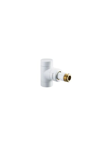 Oventrop Lockshield valve "Combi E", exclusive angle, white powder, DN15-1/2"