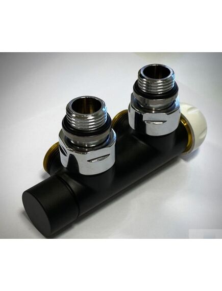 Carlo Poletti Rad. dubultbloks Twinvalve Thermo 1/2` x 24-19, 90°, melns matēts, bez termogalvas