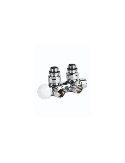 Carlo Poletti Rad. dubultbloks Twinvalve Thermo 1/2` x 24-19, 90°, balts, bez termogalvas (50mm)