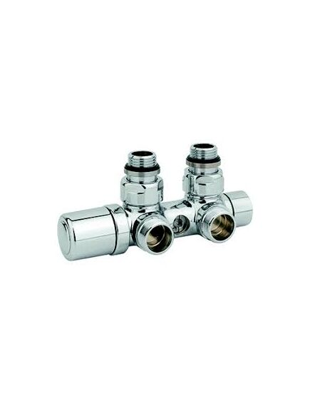 Carlo Poletti Rad. dubultbloks Twinvalve Thermo 1/2` x 24-19, 90°, balts (50mm)