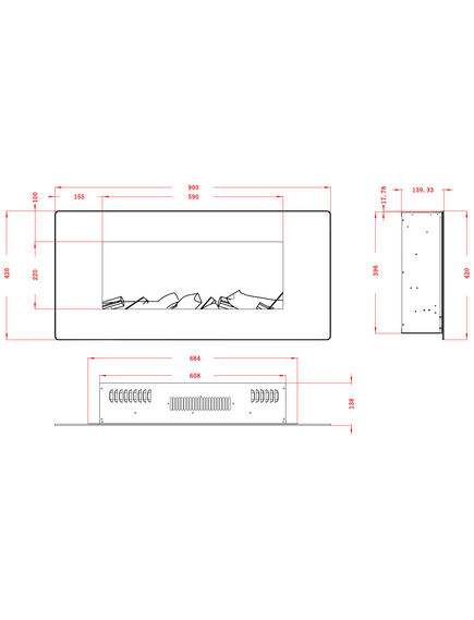 Elektriskais kamins AFLAMO Albion 36 Sienas, 6 image