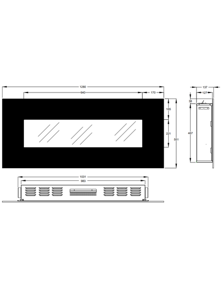 Elektriskais kamins AFLAMO Albion 50 NH Sienas / Iebūvējamais, 5 image