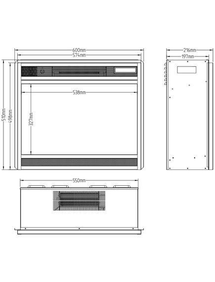Elektriskais kamins AFLAMO LED 60 3D Iebūvējamais, 10 image