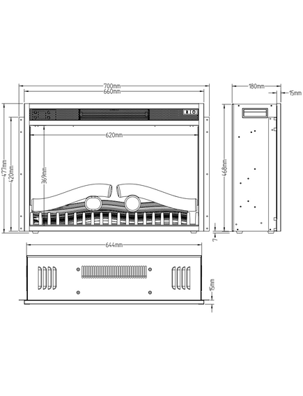 Elektriskais kamins AFLAMO LED 70 CLASSIC Iebūvējamais, 8 image