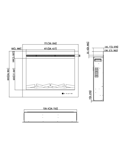 Elektriskais kamins AFLAMO LED 80 PRO Iebūvējamais, 11 image