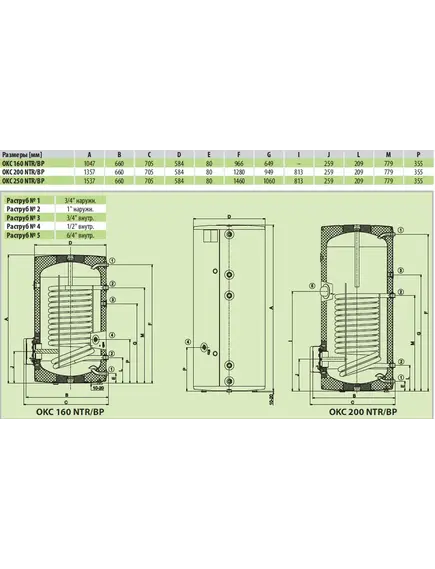 Dražice OKC 160 NTR/BP стац. с боковым фланцем. бойлер косвенного нагрева, изображение 2