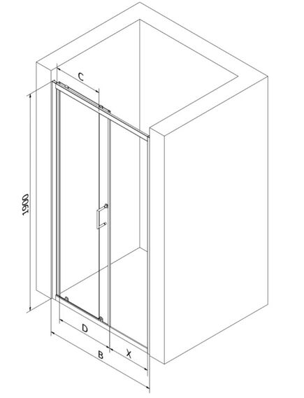 Раздвижная душевая дверь Mexen Apia 125 см, прозрачная, хром - 845-125-000-01-00, изображение 7