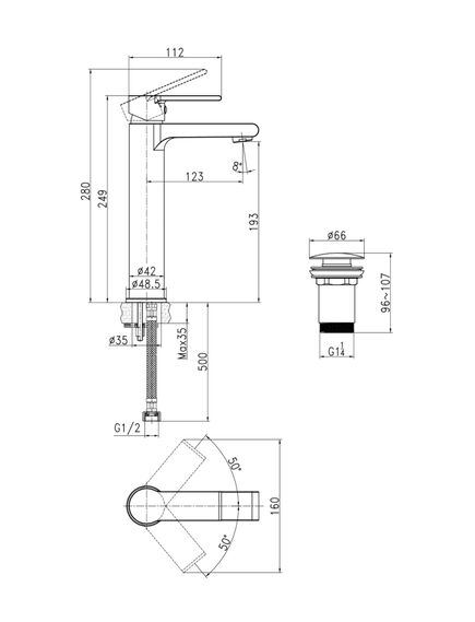 Cersanit Maisītājs izlietnei Brasco High, paaugstināts,, 2 image