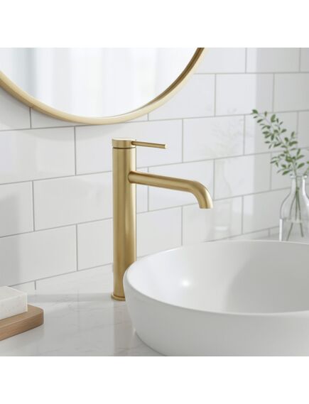 Rea Sanitary Bateria umywalkowa Rea Spot Złota Szczotkowana Wysoka, 2 image