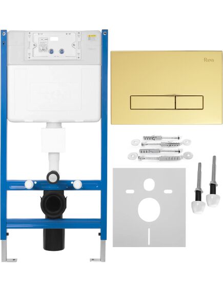 Rea Sanitary Stelaż zestaw podtynkowy K011A-Q do mis WC z przyciskiem HD Złoty