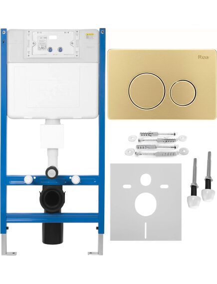 Rea Sanitary Stelaż zestaw podtynkowy K011A-Q do mis WC z przyciskiem I Złoty Szczotkowany