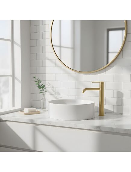 Rea Sanitary Bateria umywalkowa Rea Spot Złota Szczotkowana Wysoka, 4 image