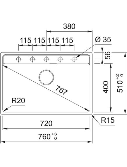 Franke MRG 610-72 A fragranīta izlietne, 760x510mm, matēta melna - gab., изображение 2