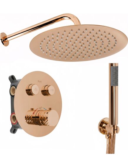 Rea Sanitary Zestaw natryskowy podtynkowy z termostatem Rea Lungo Diamond Miedziany + BOX