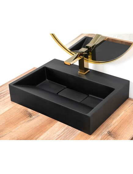Rea Sanitary Umywalka Konglomeratowa GOYA BLACK MAT 50CM, 4 image