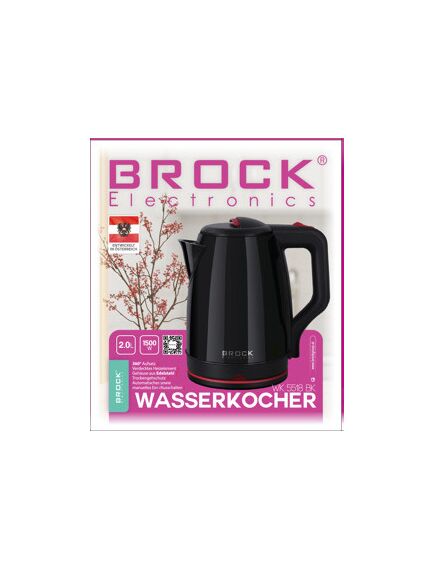 Brock Electronics Tējkanna dubultsienu BROCK WK 5518 BK 2,0L, 1500W, 2 image