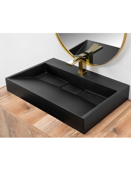 Rea Sanitary UMYWALKA KONGLOMERATOWA NABLATOWA GOYA BLACK MAT 70CM, 3 image