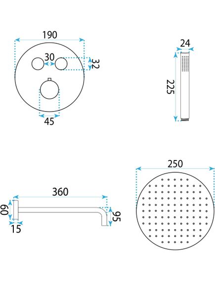 Rea Sanitary Zestaw natryskowy podtynkowy z termostatem Rea Lungo Diamond Miedziany + BOX, 7 image