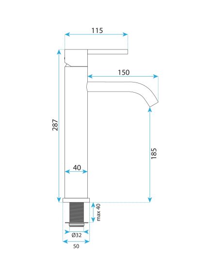 Rea Sanitary Bateria umywalkowa Rea Foster Złoty Szczotkowany Wysoka, изображение 7