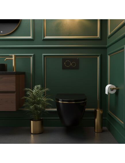 Rea Sanitary Misa WC podwieszana Rea Carlo Mini Tornado Black Gold Egde, 4 image