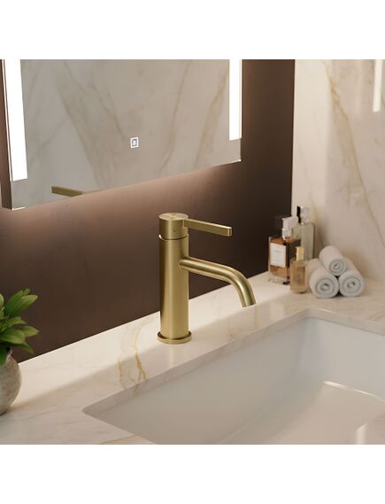 Rea Sanitary Bateria Umywalkowa Rea Foster Złoty Szczotkowany Niska, 3 image